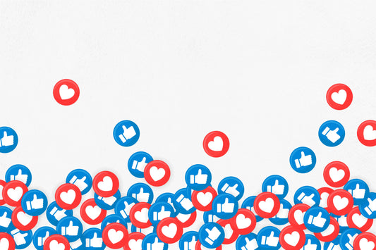 social media likes and hearts falling from the sky