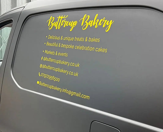 custom business logo decal sticker on the side of a work van