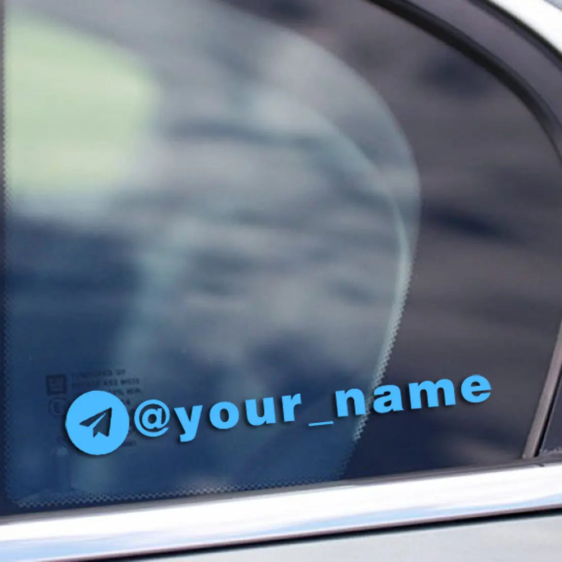 custom social media @ tag weatherproof vinyl decal stickers stuck on a car window