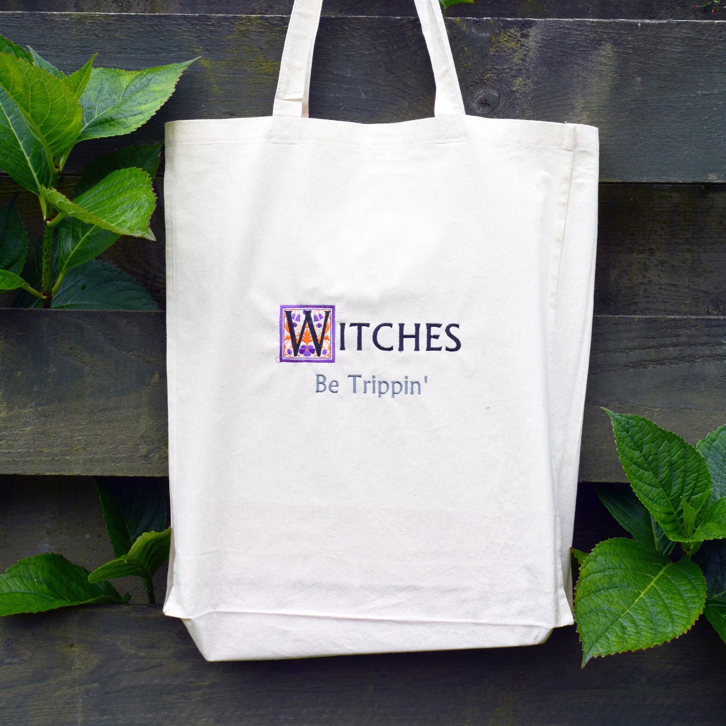Custom Embroidered Monogram With Two Lines Of Text | Canvas Tote Bag