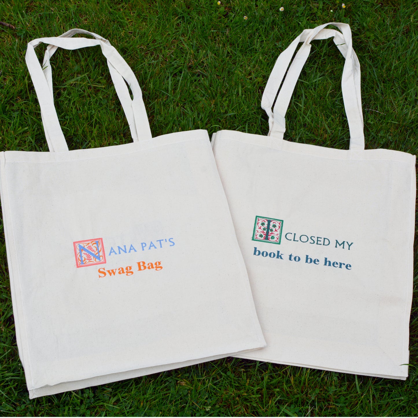 Custom Embroidered Monogram With Two Lines Of Text | Canvas Tote Bag