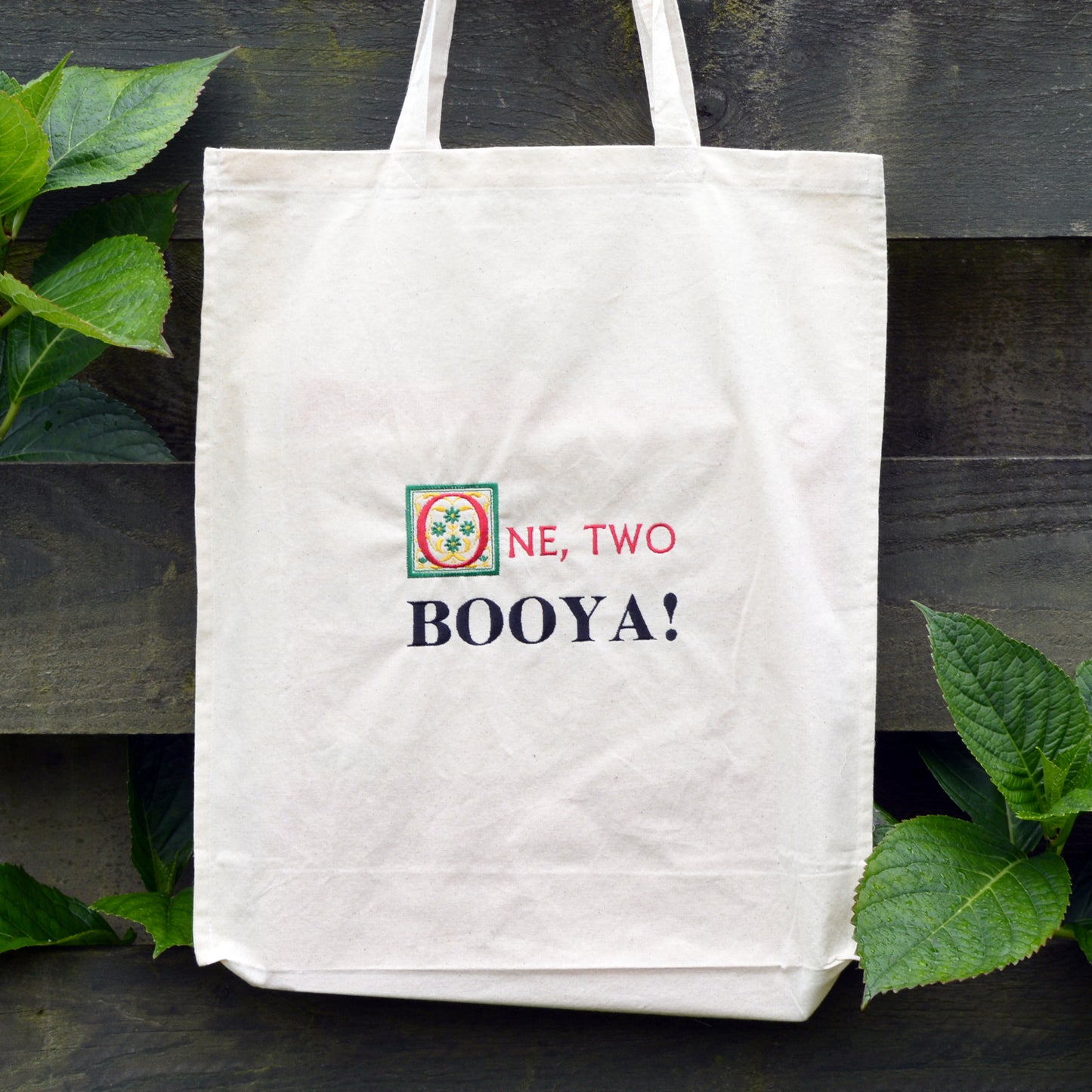 Custom Embroidered Monogram With Two Lines Of Text | Canvas Tote Bag