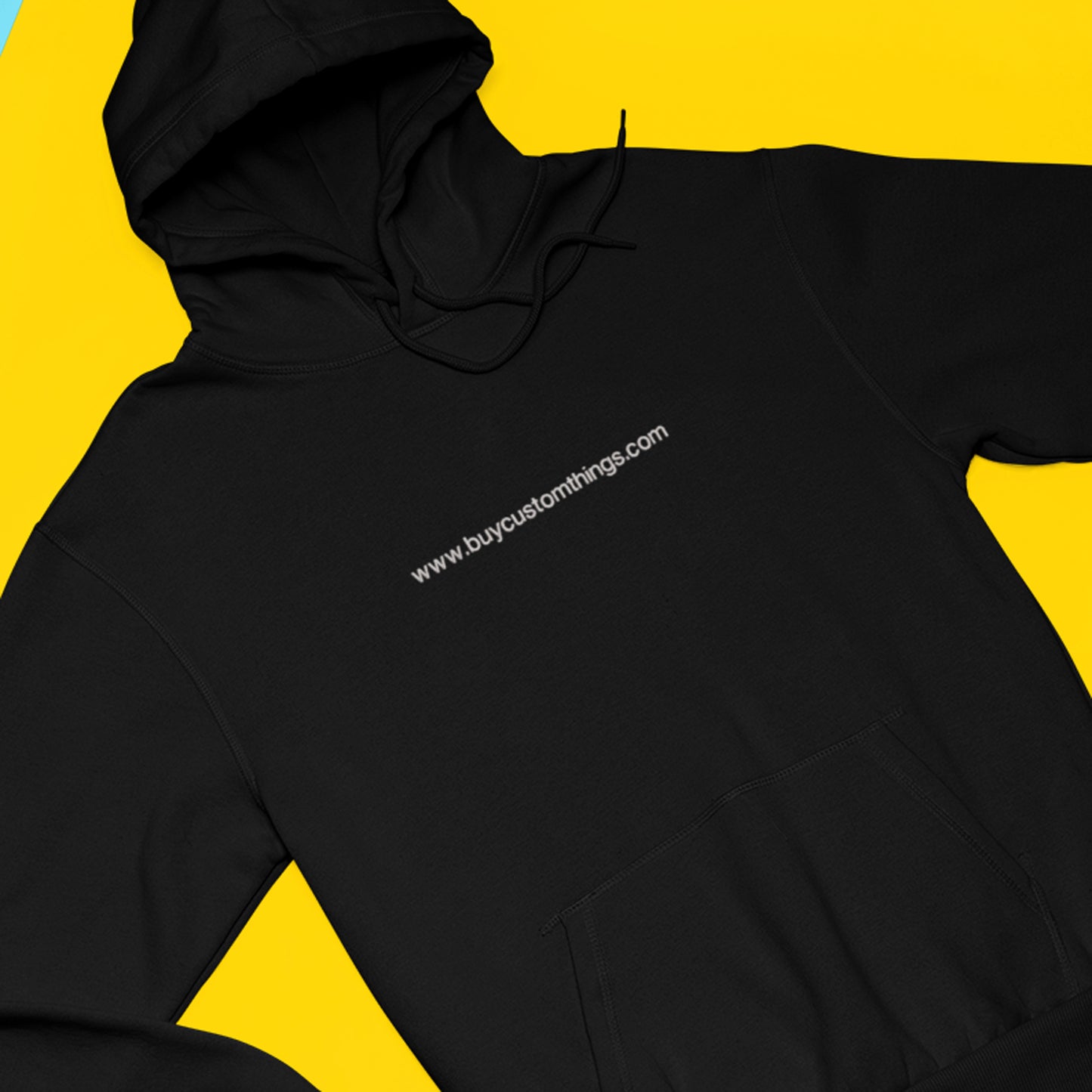A custom embroidered text premium quality hoodie