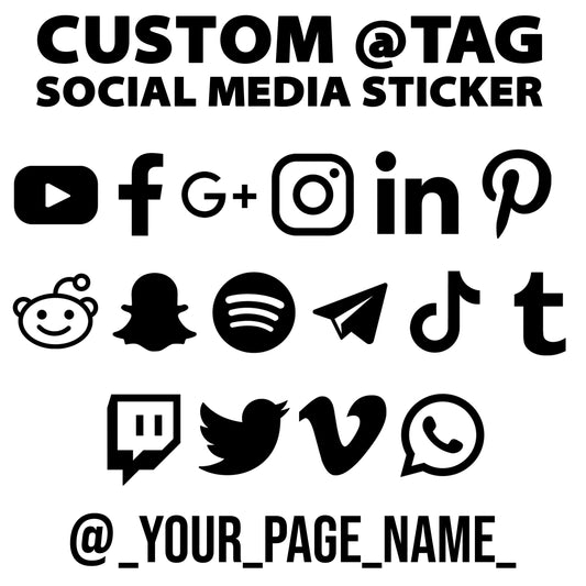 custom social media @ tag weatherproof vinyl decal stickers
