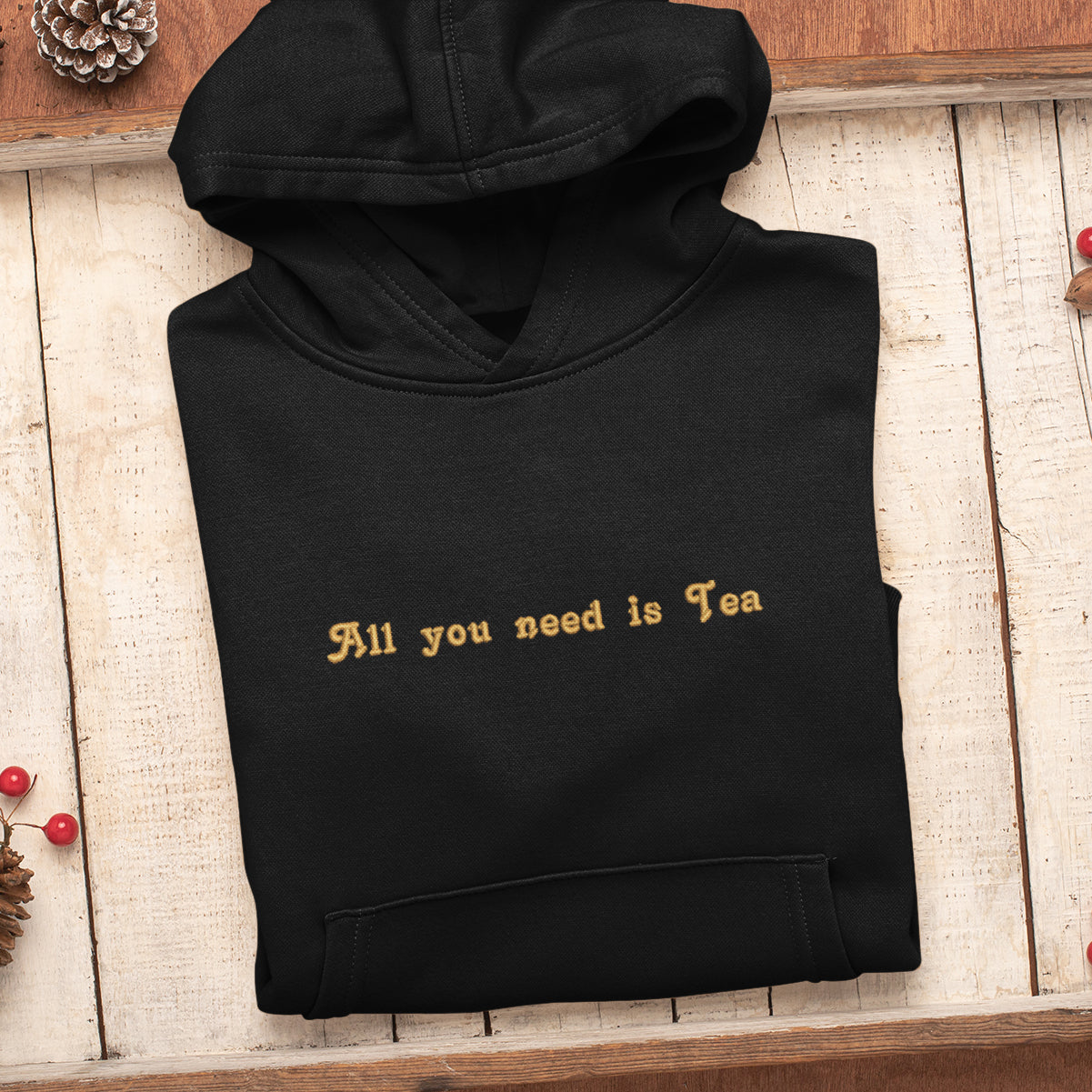 A custom embroidered text premium quality hoodie
