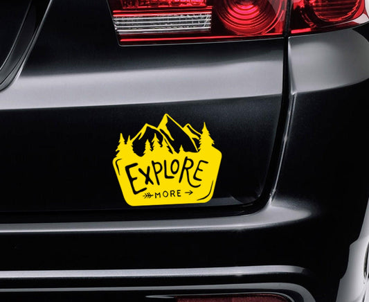 Explore More Mountain Nature Emblem | Waterproof Vinyl Decal Sticker | 15cm