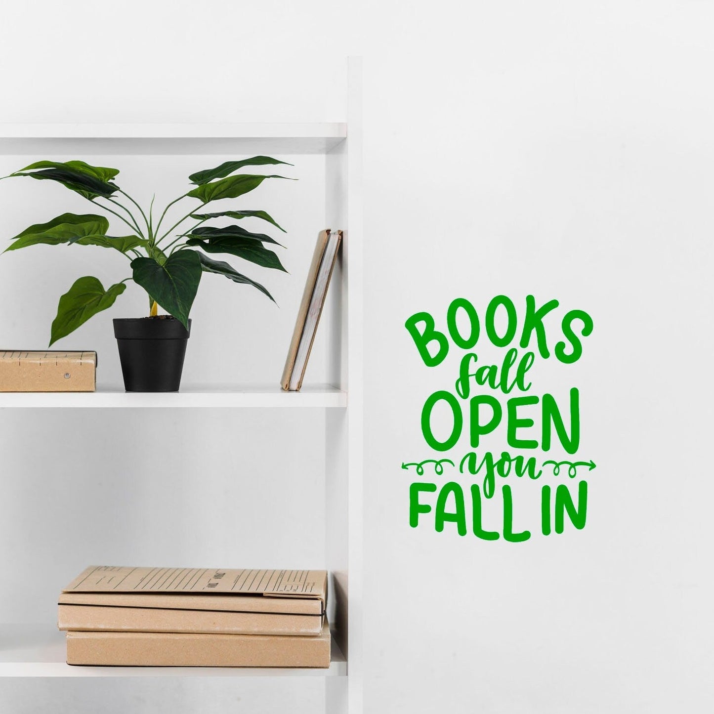 Books Fall Open You Fall In | Waterproof Vinyl Decal Sticker | 18cm