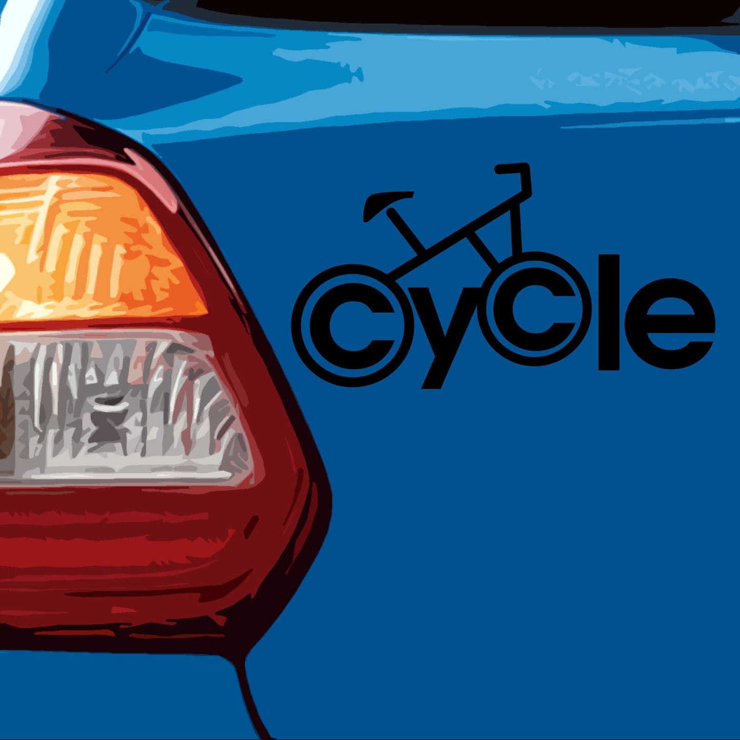 cycle bike typography waterproof vinyl decal sticker