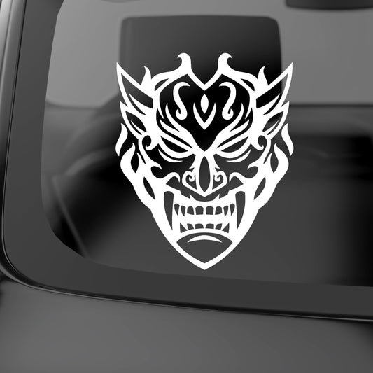 Japanese Oriental Style Devil Demon Face Mask | Waterproof Vinyl Decal Sticker | 15cm-50cm