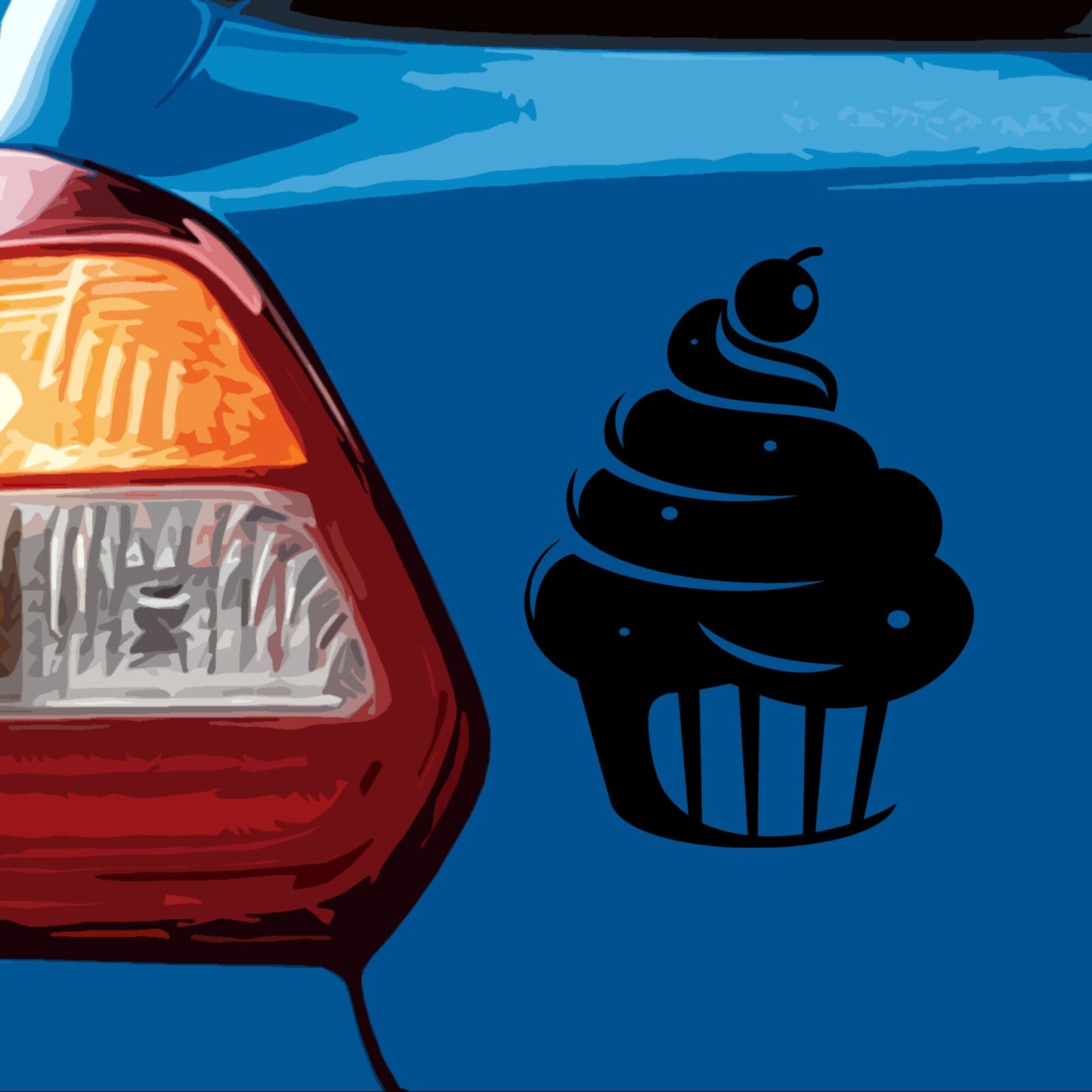 Cupcake Cake With Sprinkles And A Cherry | Waterproof Vinyl Decal Sticker