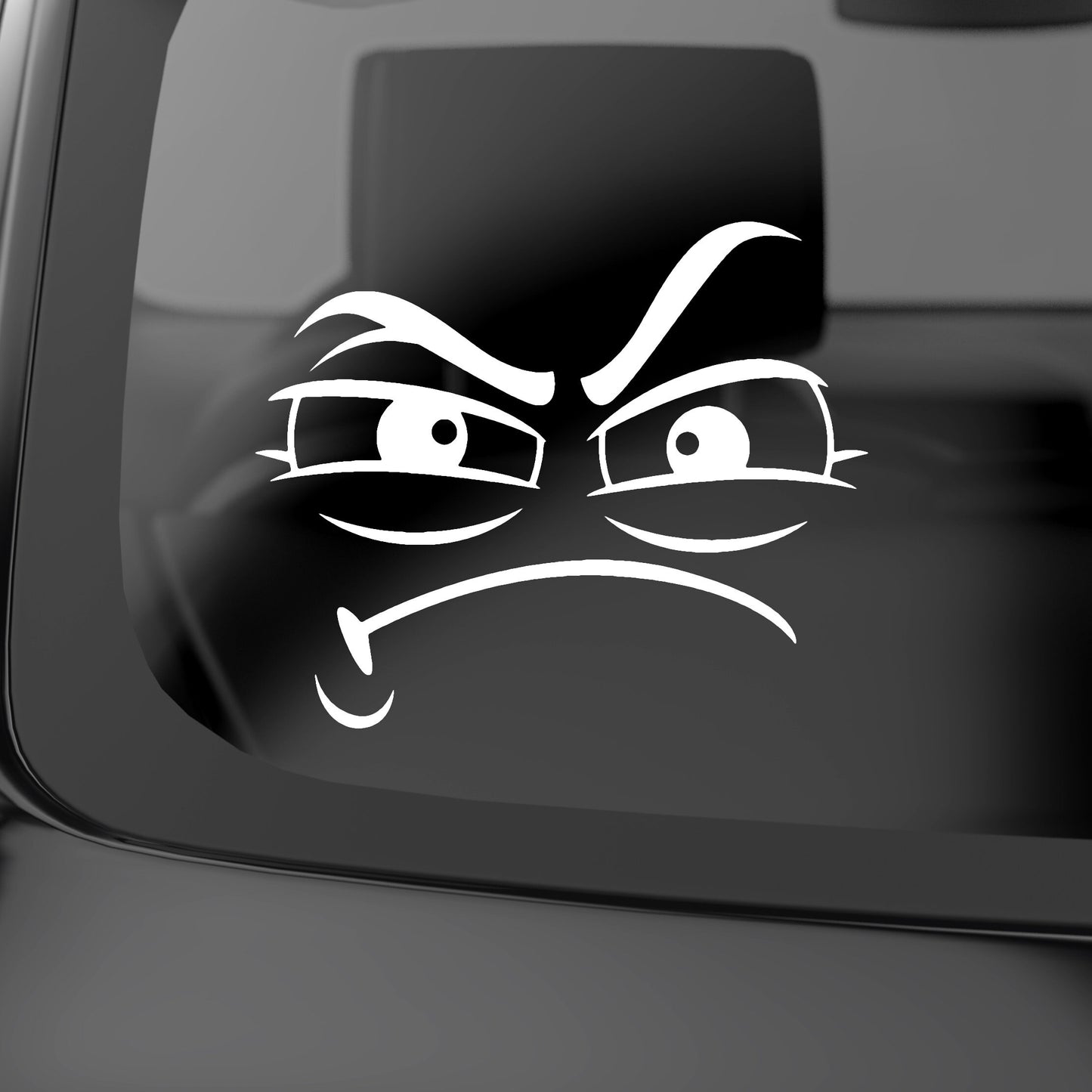 a funny grumpy face decal sticker