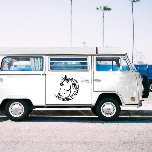 Large Horses Head Logo | Waterproof Weatherproof Campervan Vinyl Decal Sticker | 50cmX52cm