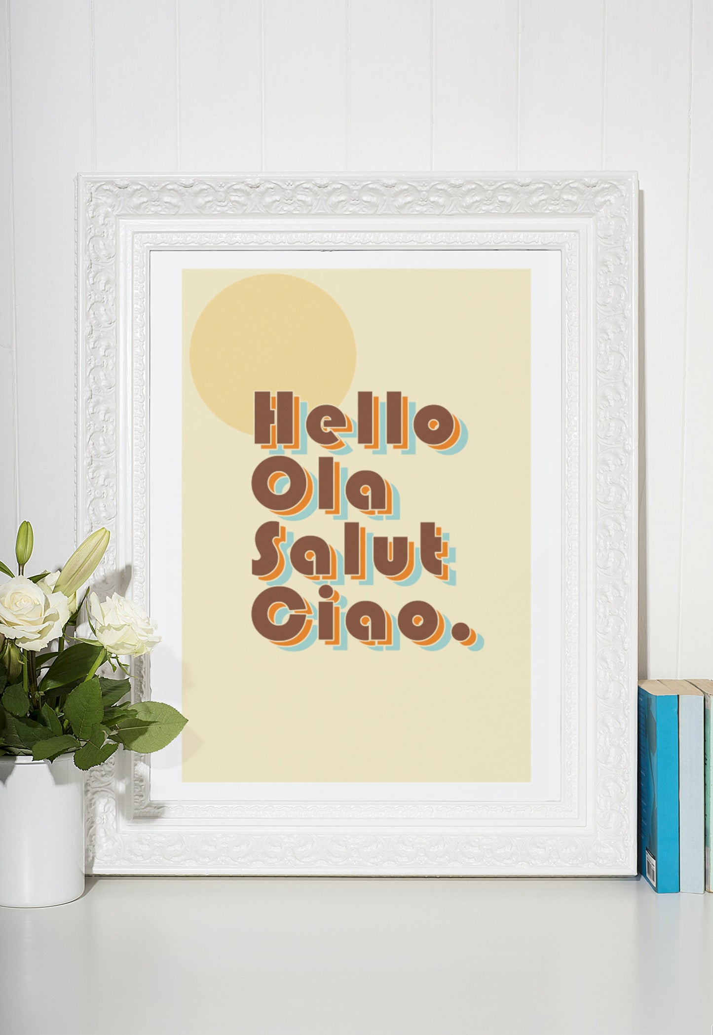 Retro word art HELLO high quality wall art *PRINT ONLY perfect for entry ways