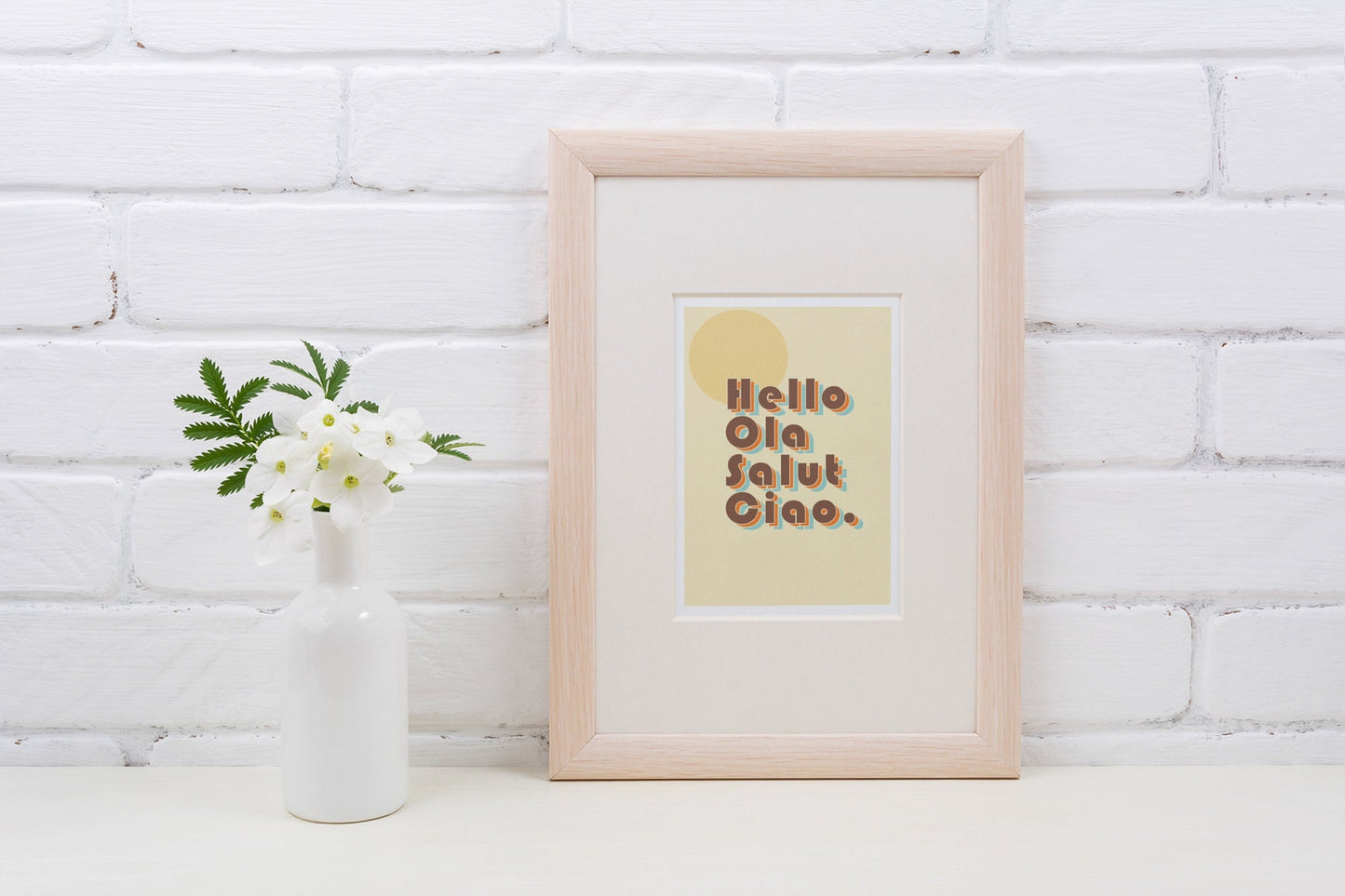 Retro word art HELLO high quality wall art *PRINT ONLY perfect for entry ways