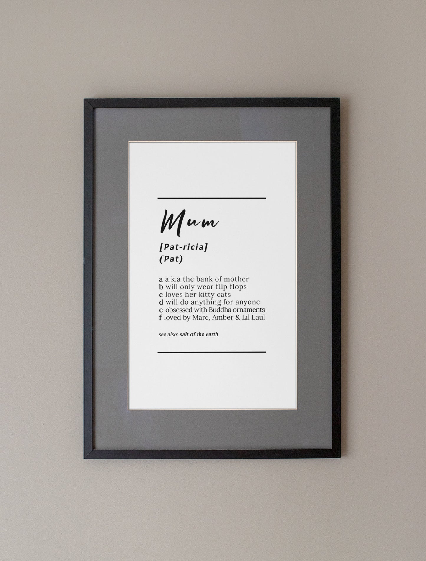 Customisable Mum dictionary definition style high quality poster *PRINT ONLY