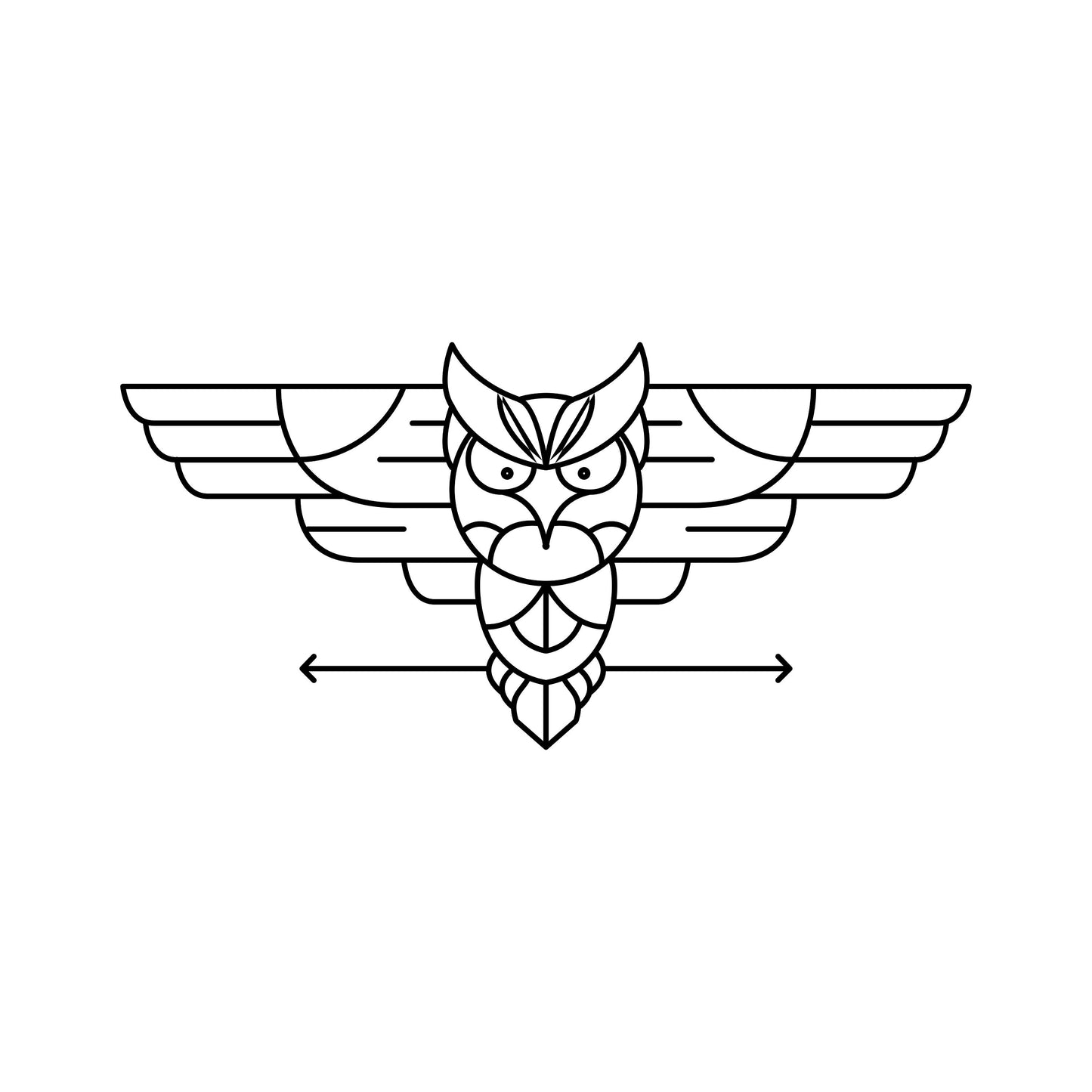 Large size vinyl die cut car van decal sticker | Outdoors Owl Bird Wildlife Animal Line-Art | 50cm