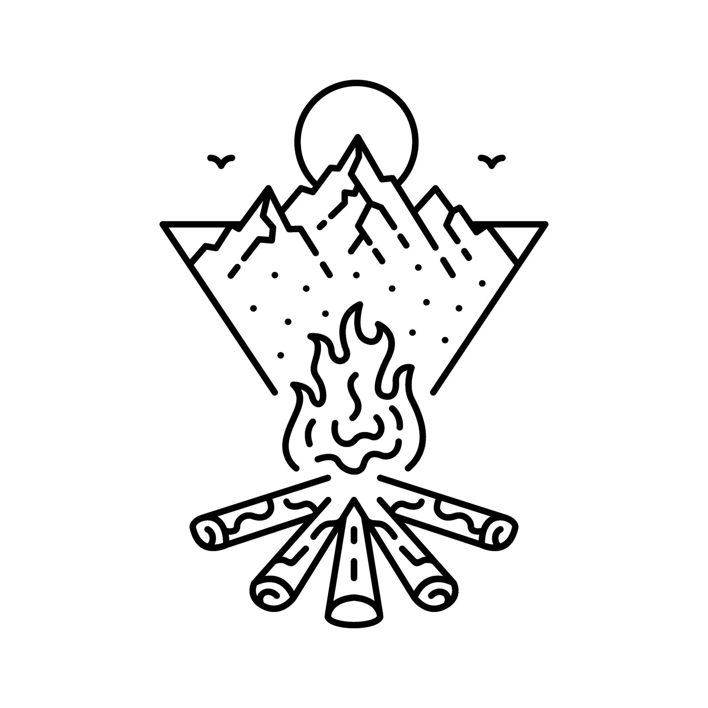 Large Campfire Outdoors Mountain Scene | Waterproof Vinyl Decal Sticker |