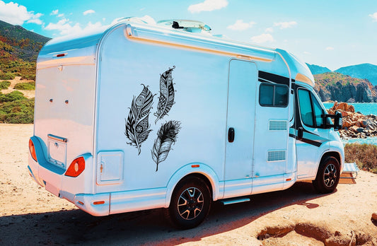 large boho feather weatherproof vinyl decal