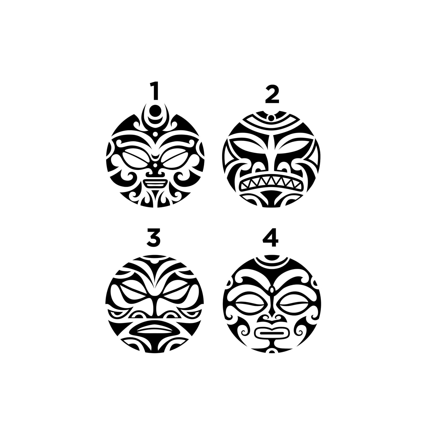 Set Of 4 Tribal Mauri Style Faces | Waterproof Vinyl Decal Sticker | 25cmX4