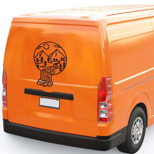 Large Nature Mountains and Waterfall | Waterproof Vinyl Decal Sticker |  H58cm x W43cm