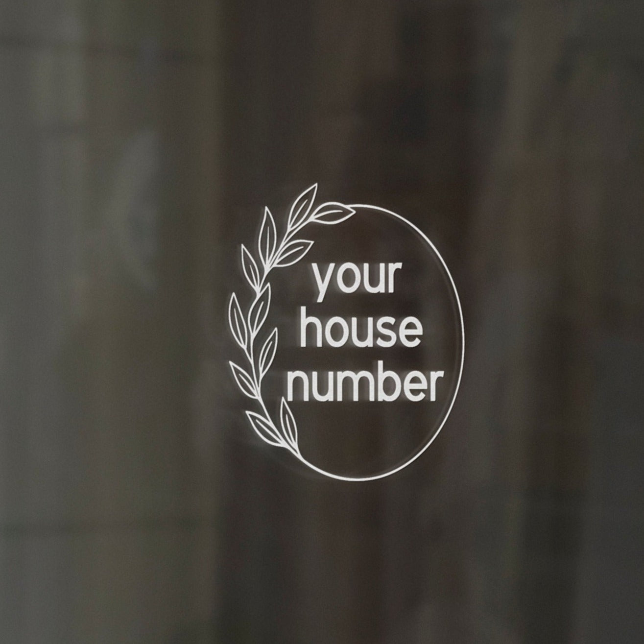 White Circle Leaf Design House Door Number | Waterproof Vinyl Decal Sticker | 20cm-55cm