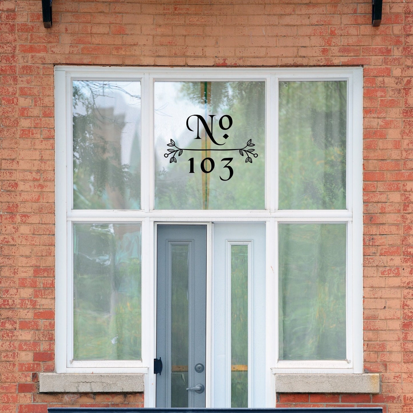 Custom House Door Number With Floral Divider | Waterproof Vinyl Decal Sticker | 20cm - 55cm