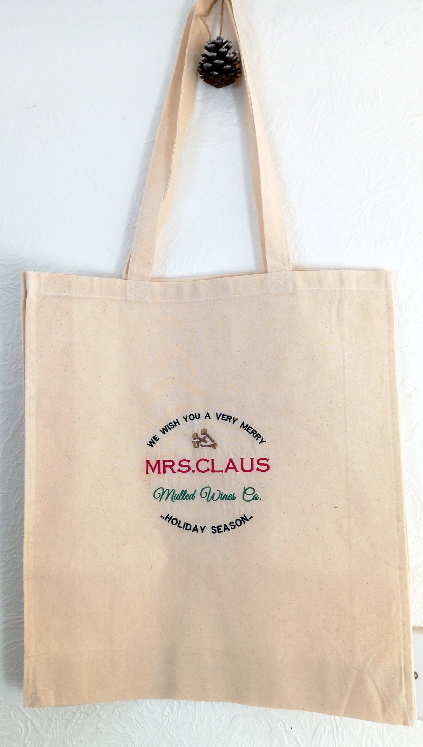 Mrs Claus Mulled Wine Co. Embroidered Tote Shopping Bag Xmas gift ONE-OFF