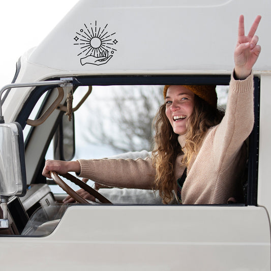 Bohemian Style Hand And Sun | Waterproof Vinyl Decal Sticker | 15cm