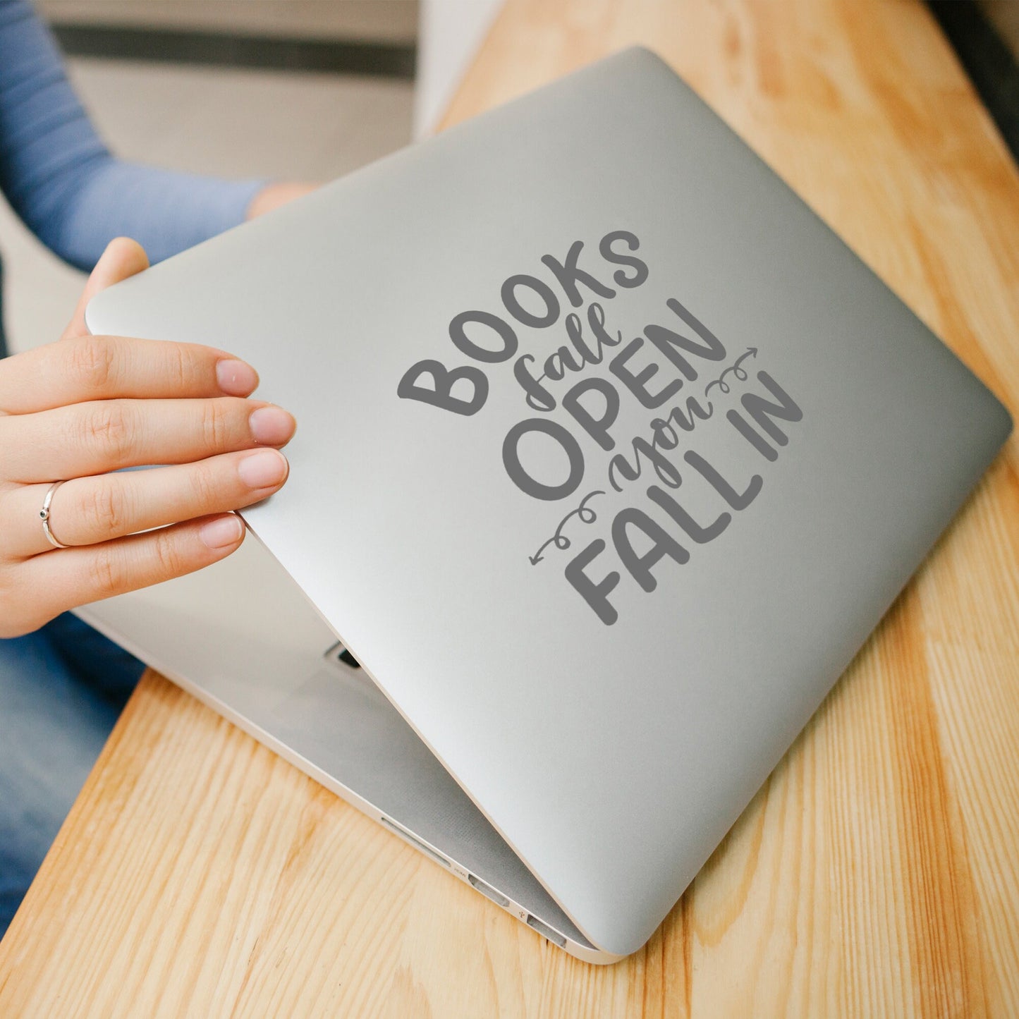 Books Fall Open You Fall In | Waterproof Vinyl Decal Sticker | 18cm
