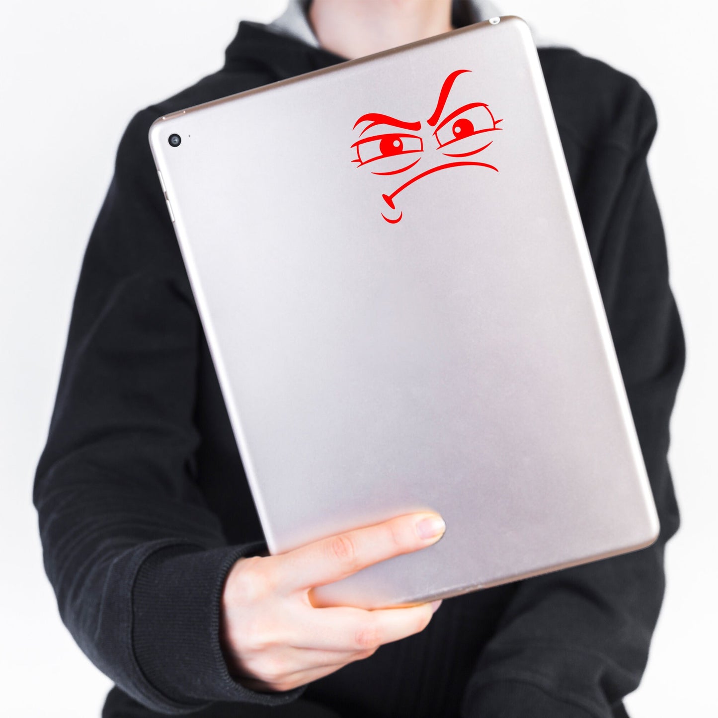 a funny grumpy face decal sticker