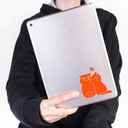 cute kitty cat couple friends waterproof vinyl decal sticker