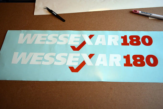 custom decals made for a vintage lawnmower refurbishment company