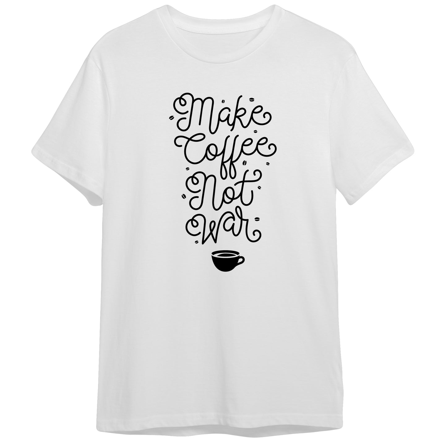 Funny Make Coffee Not War Design 100% Cotton Premium Unisex T-shirt Tee