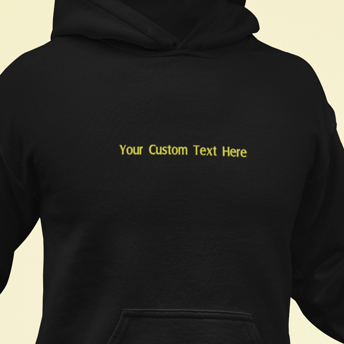 A custom embroidered text premium quality hoodie