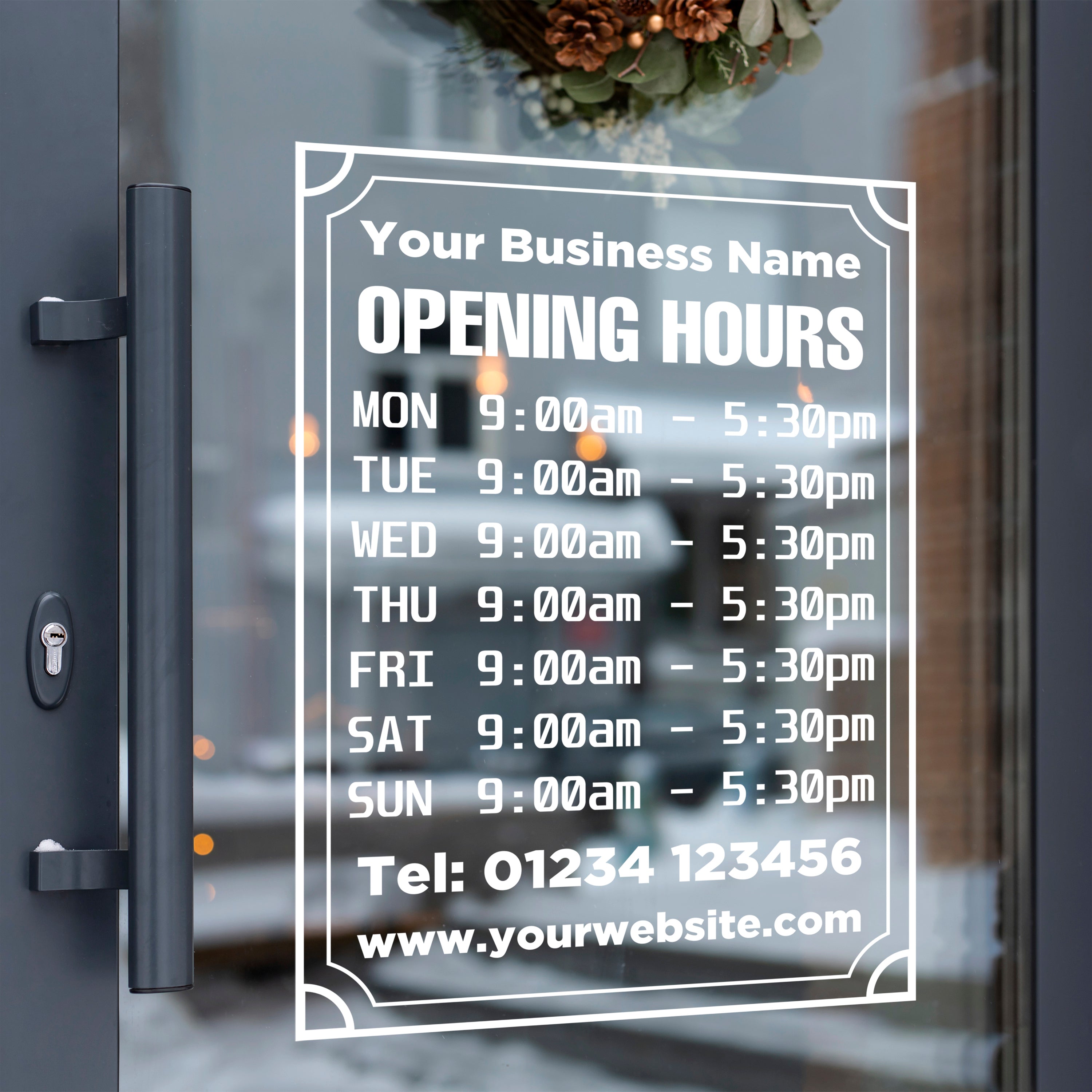 Custom Shop Window Business Opening Hours Times | Waterproof Vinyl Dec ...