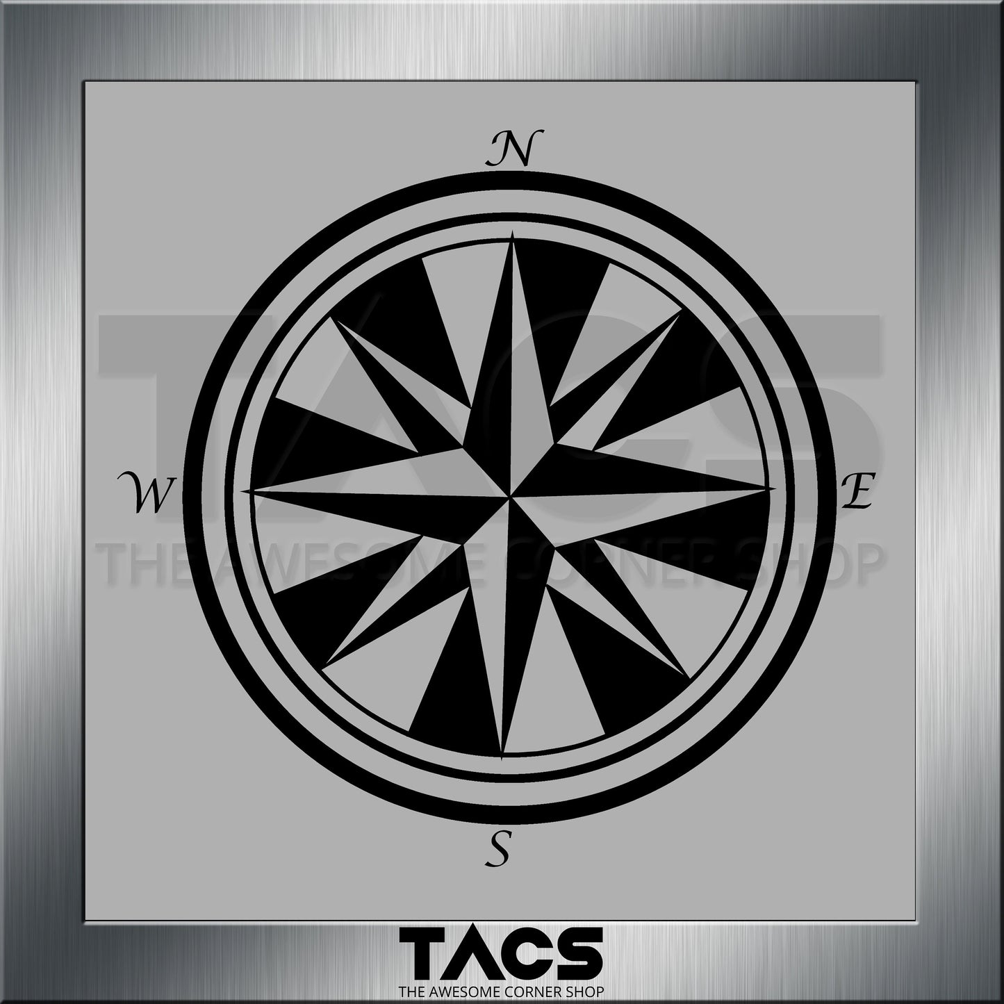 Simple Stripe Rose Compass Logo | Waterproof Vinyl Decal Sticker | 20cm