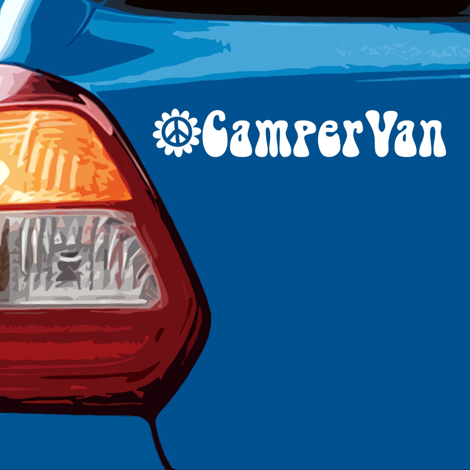 campervan with sunflower vinyl decal sticker