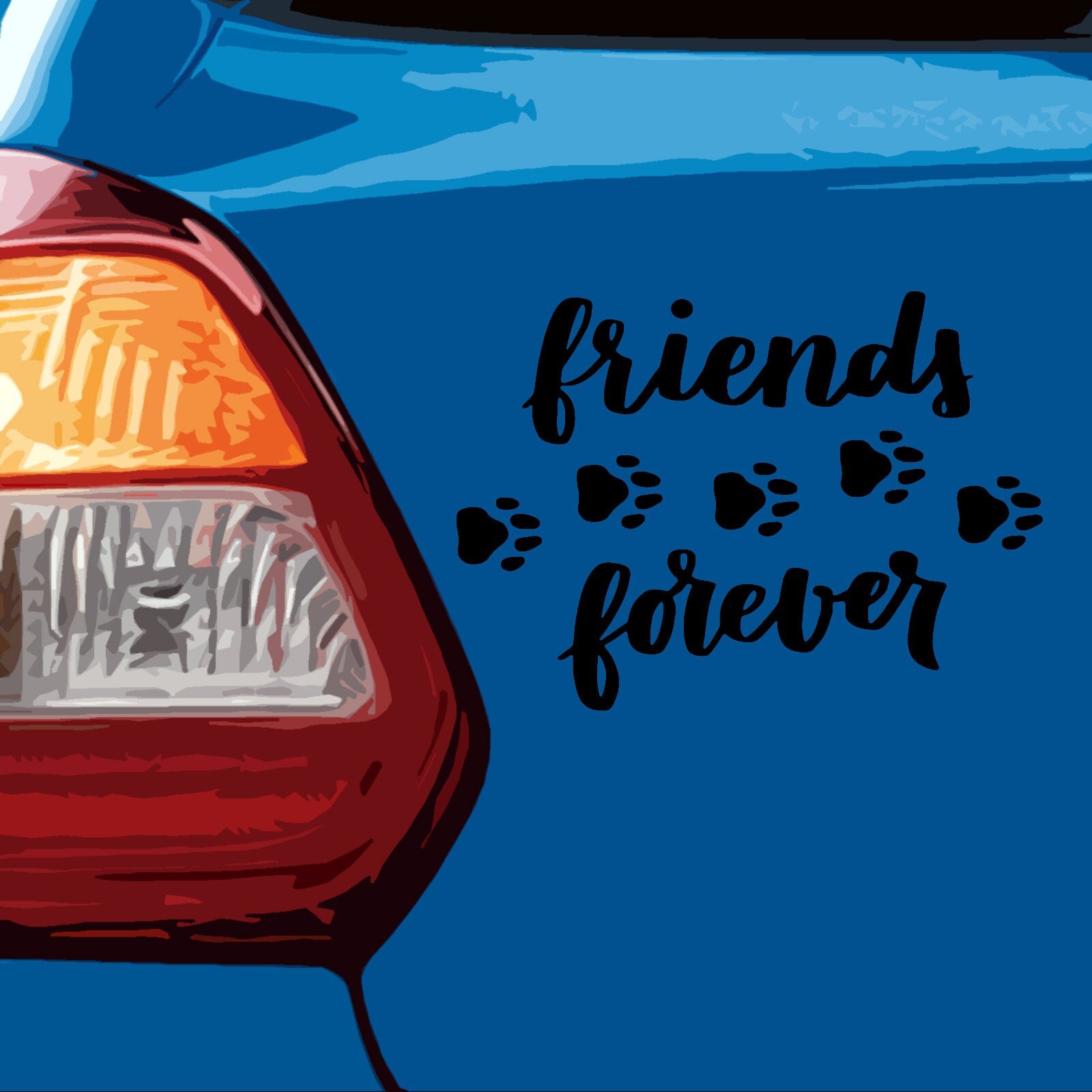 friends forever paw print vinyl decal sticker