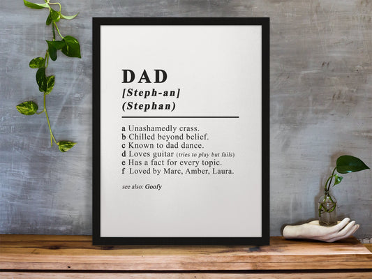 Customisable Dad dictionary definition style  high quality poster *PRINT ONLY
