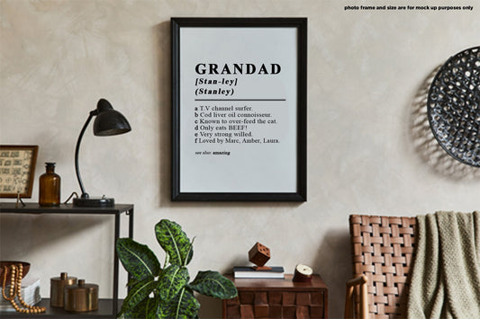 Customisable Grandad dictionary definition style  high quality poster *PRINT ONLY