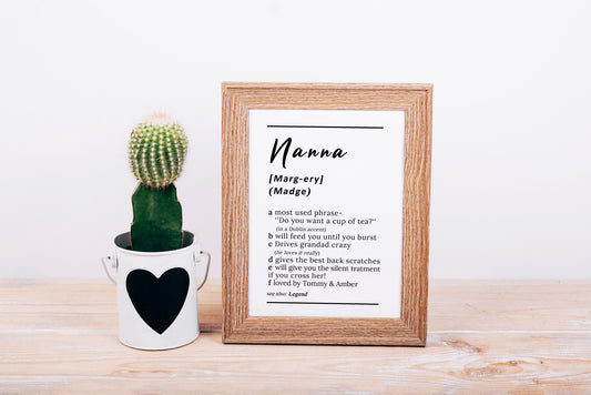 Customisable Nanna dictionary definition style  high quality poster *PRINT ONLY
