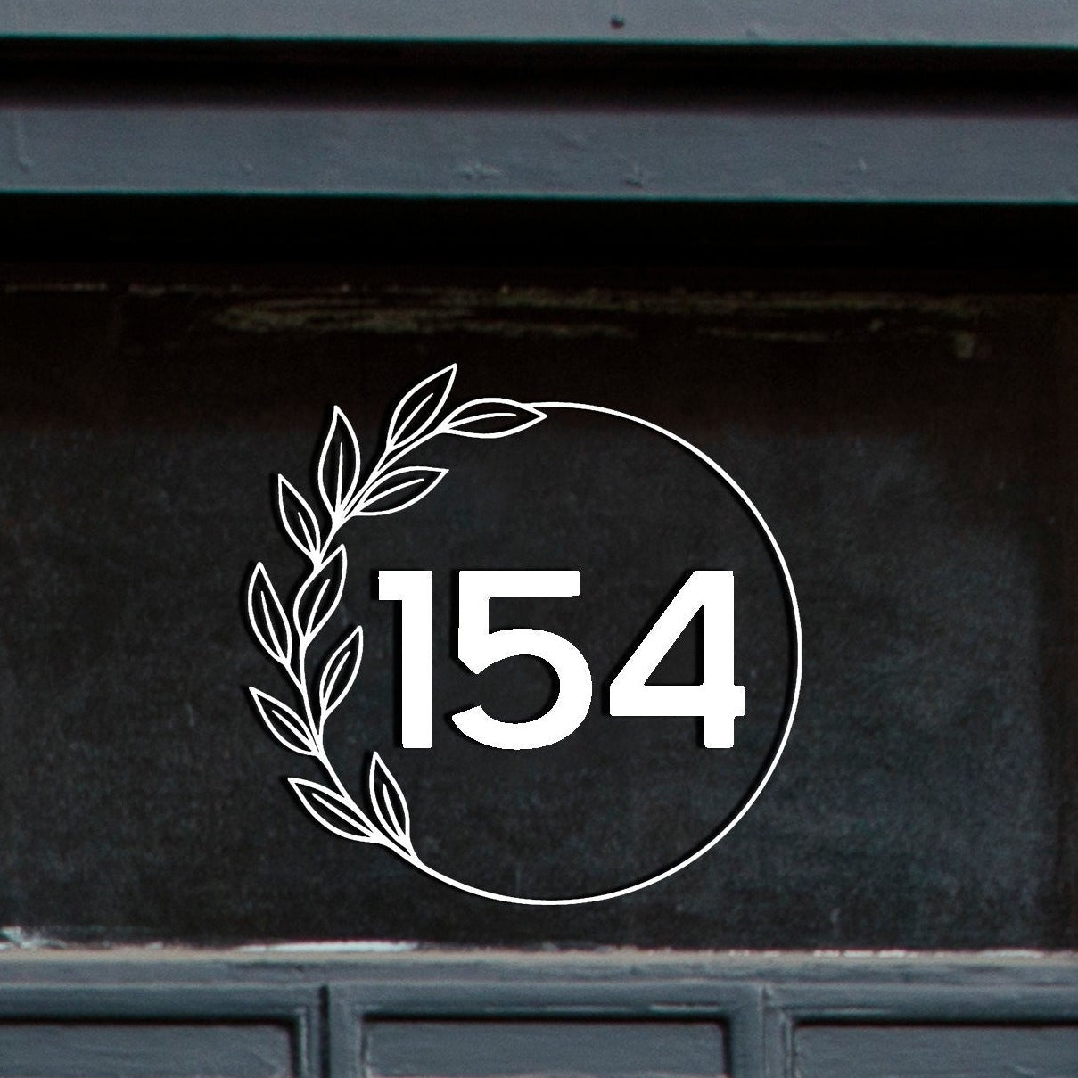 White Circle Leaf Design House Door Number | Waterproof Vinyl Decal Sticker | 20cm-55cm