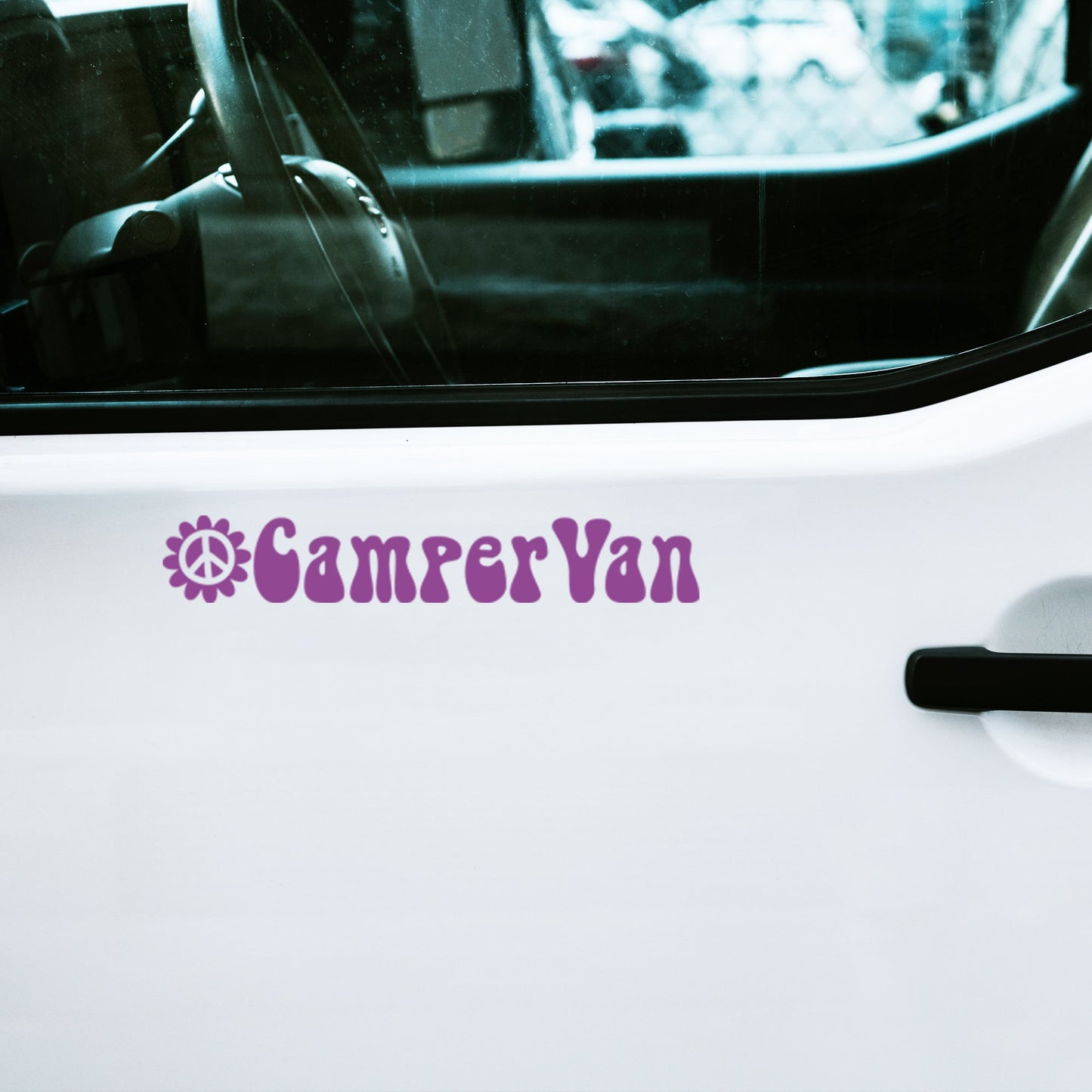 campervan with sunflower vinyl decal sticker