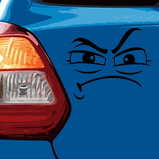 a funny grumpy face decal sticker